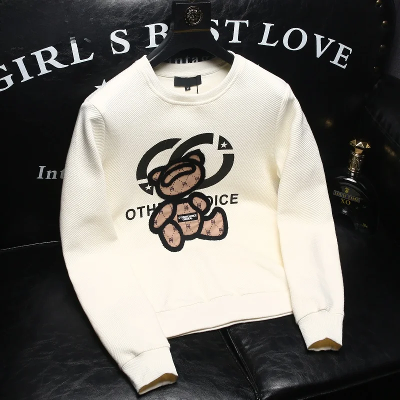 

High-End Men's Hoodl Sweatirt Slim Fit Base Layer irt Faionable Urban Sle Cotton Polyester Blend round Ne