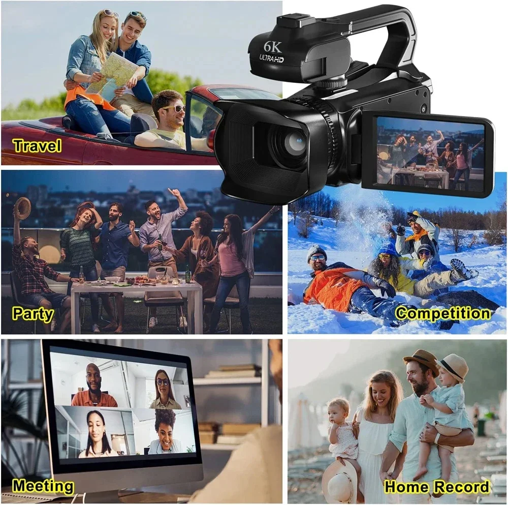 كاميرا فيديو 4K يوتيوب كاميرا فيديو رقمية للبث المباشر واي فاي كاميرا ويب 18X 64MP كاميرا رقمية مسجل مدونة فيديو 4 بوصة شاشة تدوير