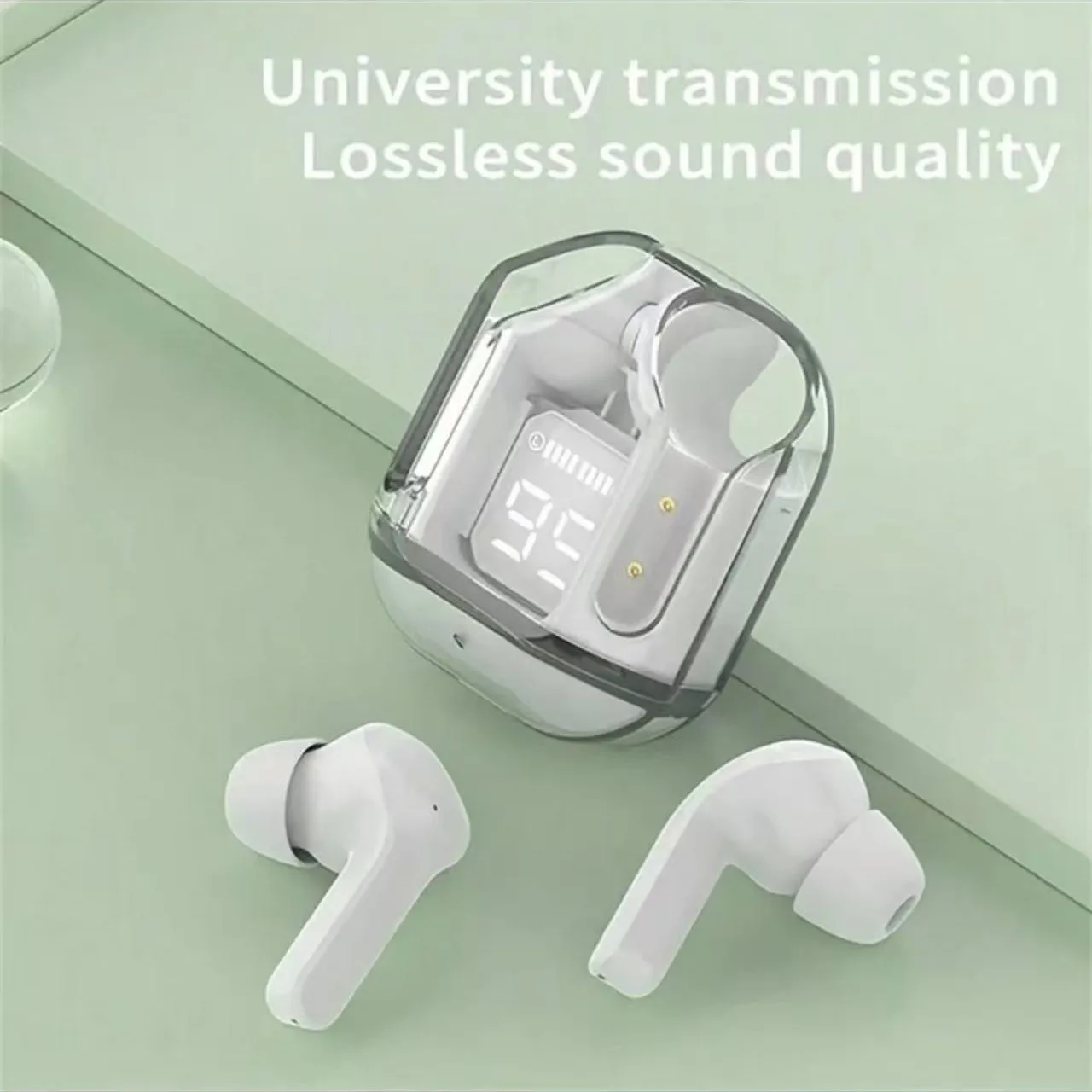 T2 Tws Wireless Bluetooth Headset Transparent Wireless Headphones Power Digital Display Stereo Sound Earphones for Smartphones image 2