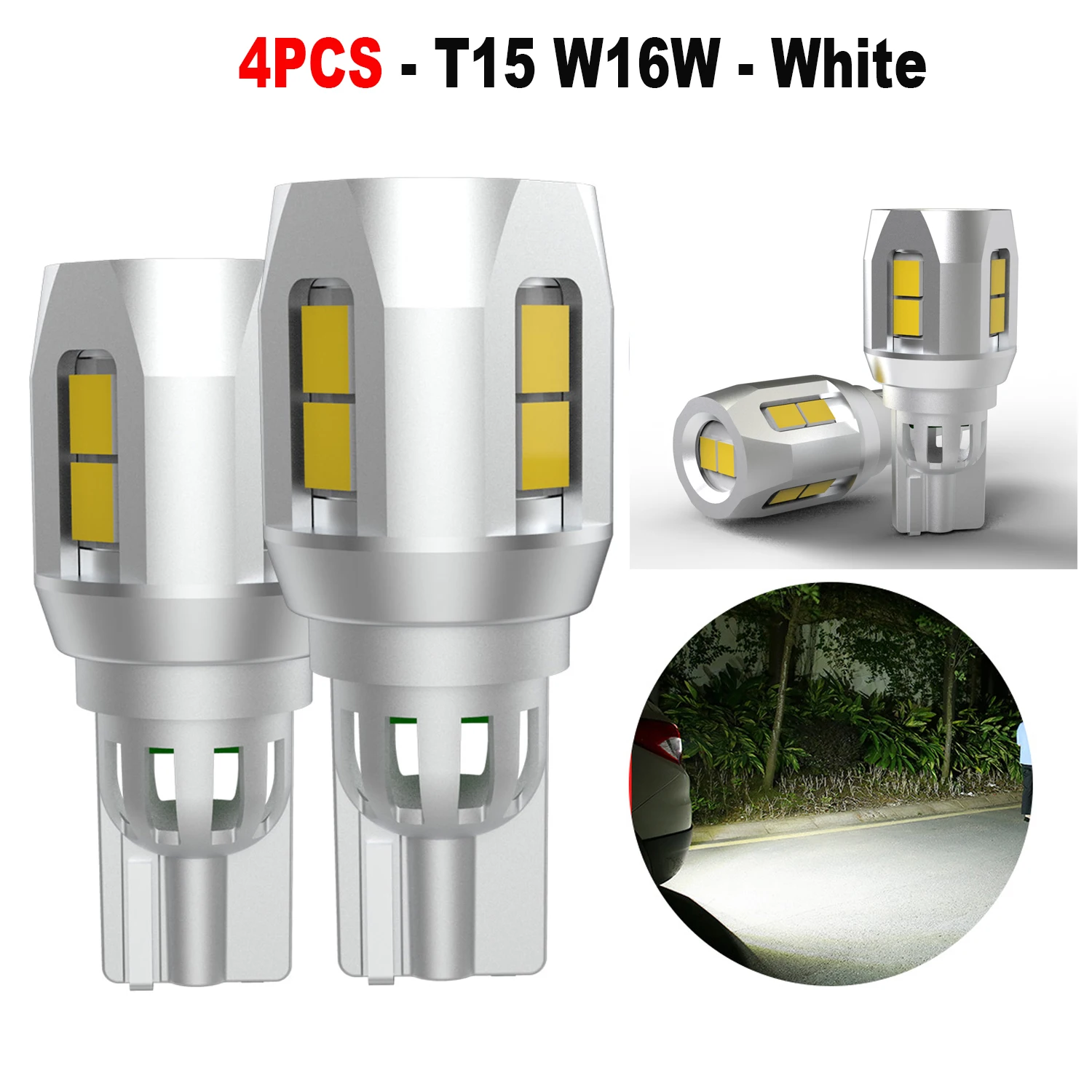 4x W16W T15 912 Built-in Decoder LED Stop Light Bulbs 60000+ Hours Lifespan For Toyota Corolla Mazda Mitsubishi Outlander ASX