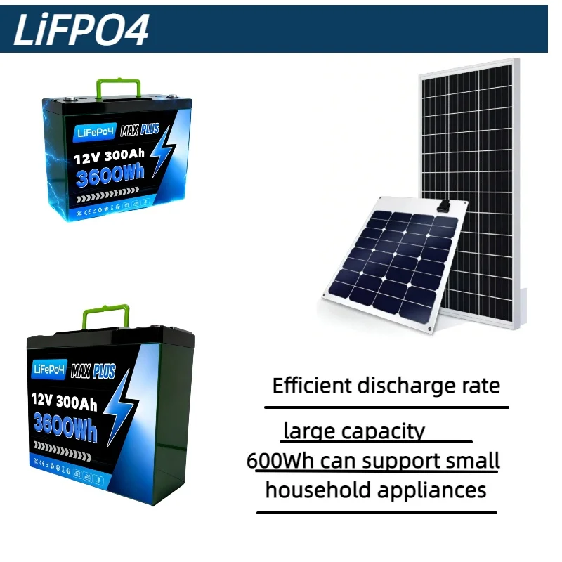 

12V 300Ah lithium iron phosphate, 3600Wh ultra large capacity, safe and durable, suitable for RV/photovoltaic/outdoor emergency