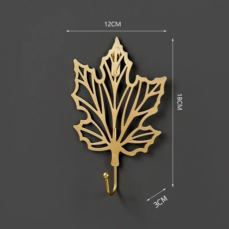 Luxury Gold Leaf Shape Hanging Hooks Punch-Free Wall Hanger Hanging Storage Rack Towel Watch Bag Key  Self Adhesive Household