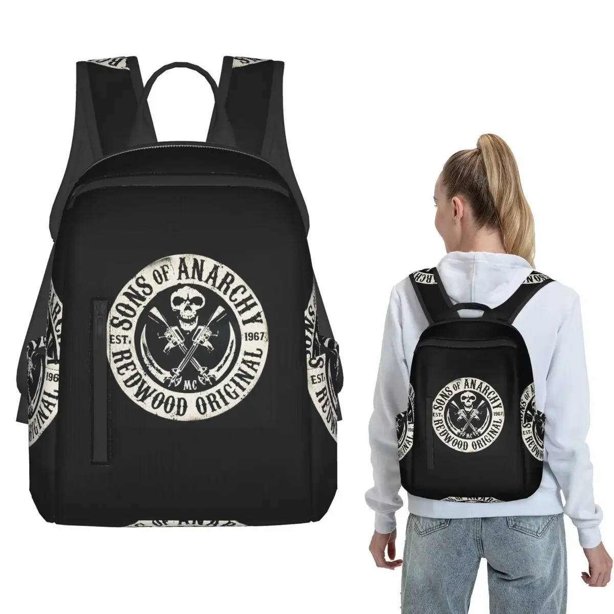 Sons Of Anarchys Skull Horror Tv Movie Backpack Large Capacity Kids BookBag School Bag Shoulder Bags for Men Women