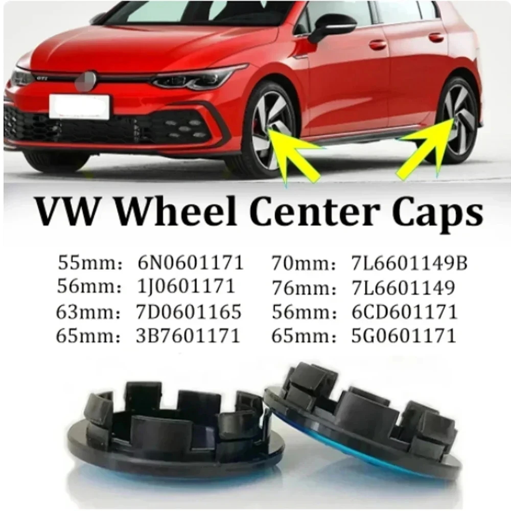 

40pcs 55mm 56mm 65mm 63/70mm 76mm Car Wheel Center Caps Hubcap Cover for VW Volkswagen Jetta MK5 Golf Passat 3B7601171 1J0601171