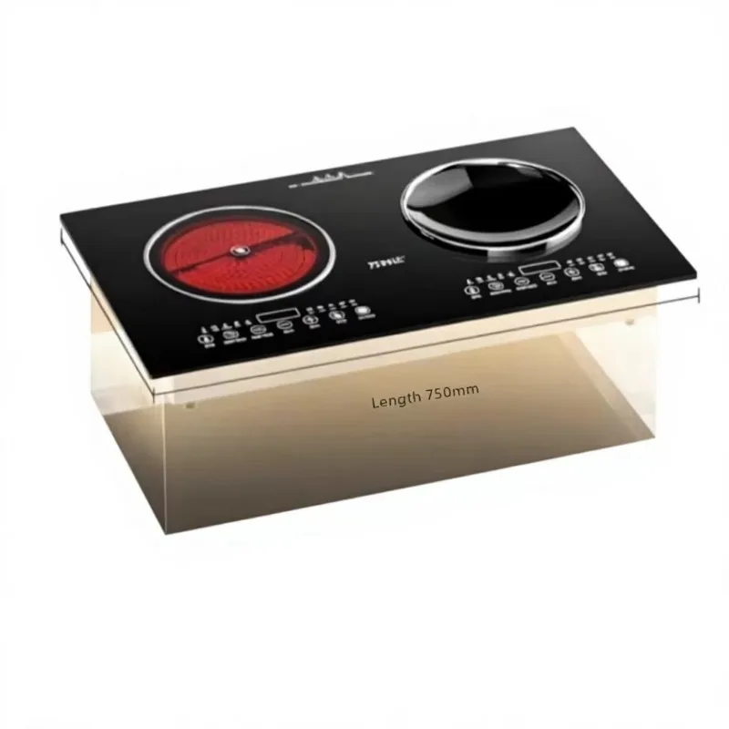 Airo Commercial Dual-Head Built-In Flat Concave Induction Cooker Electric Ceramic Stove Combination High-Power Touch Control