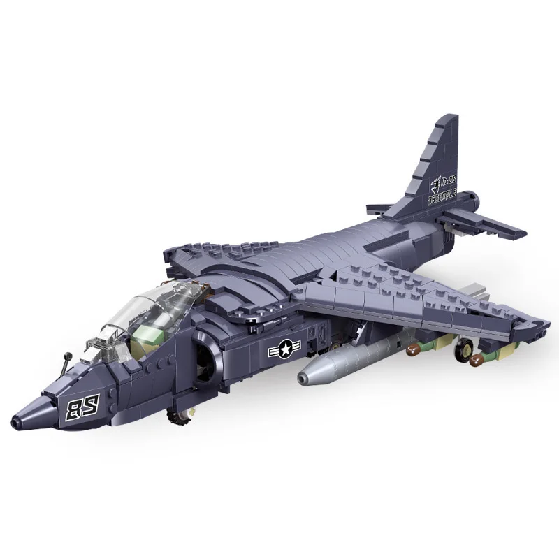 United States Military Vehicle Hornet AV-8II Harrier Jet Fighter Building Block WW2 Air Forces Airplane Battlefield Brick Toys