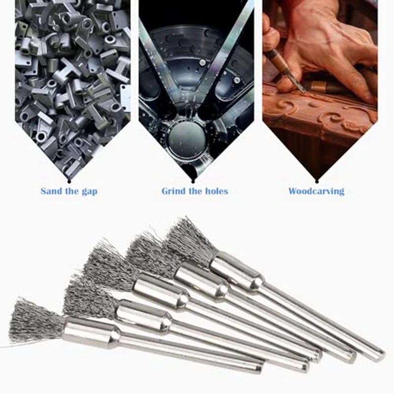 Clean End Brush Pen Wire End Extended Small Wire Brush Rust Paint Removal Drill Bit Polishing Rotary Tool Accessories