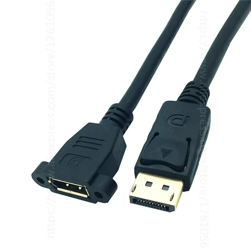 DP DisplayPort Extension Panel Mount Cable - DisplayPort Right Angle to DisplayPort - 90 Degree Male to Female