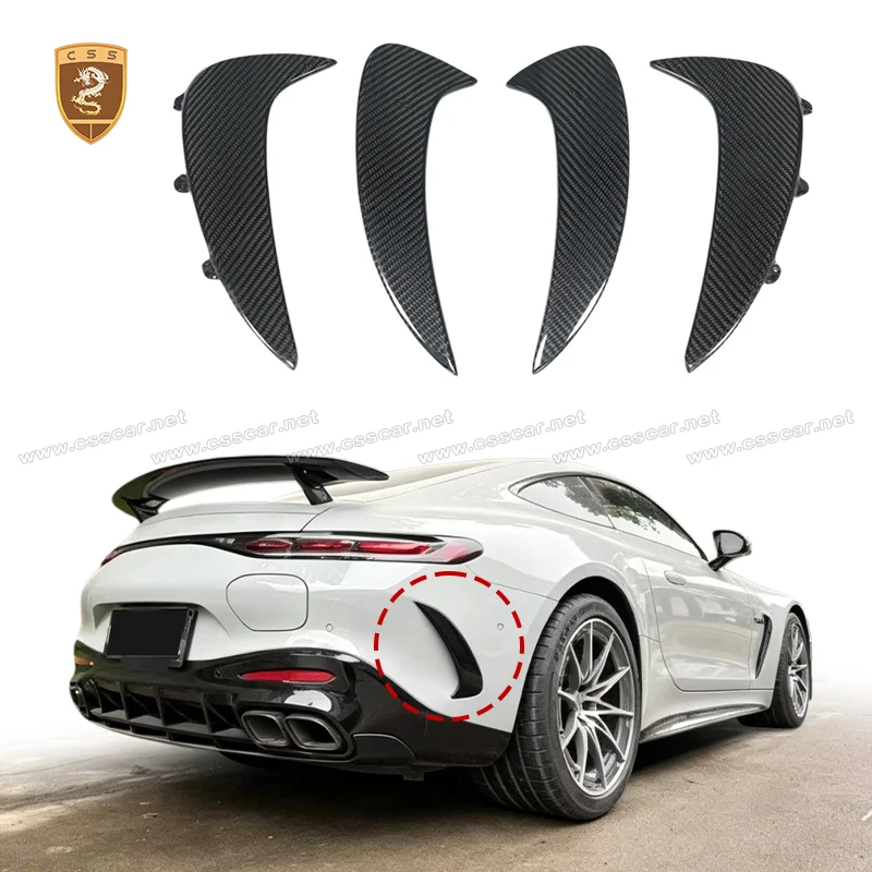 Car Front Rear Bumper Splitter Side Spoiler Air Vent Wind Knife For Benz AMGGT63 C192 2024-2026 Upgrade Barb Style