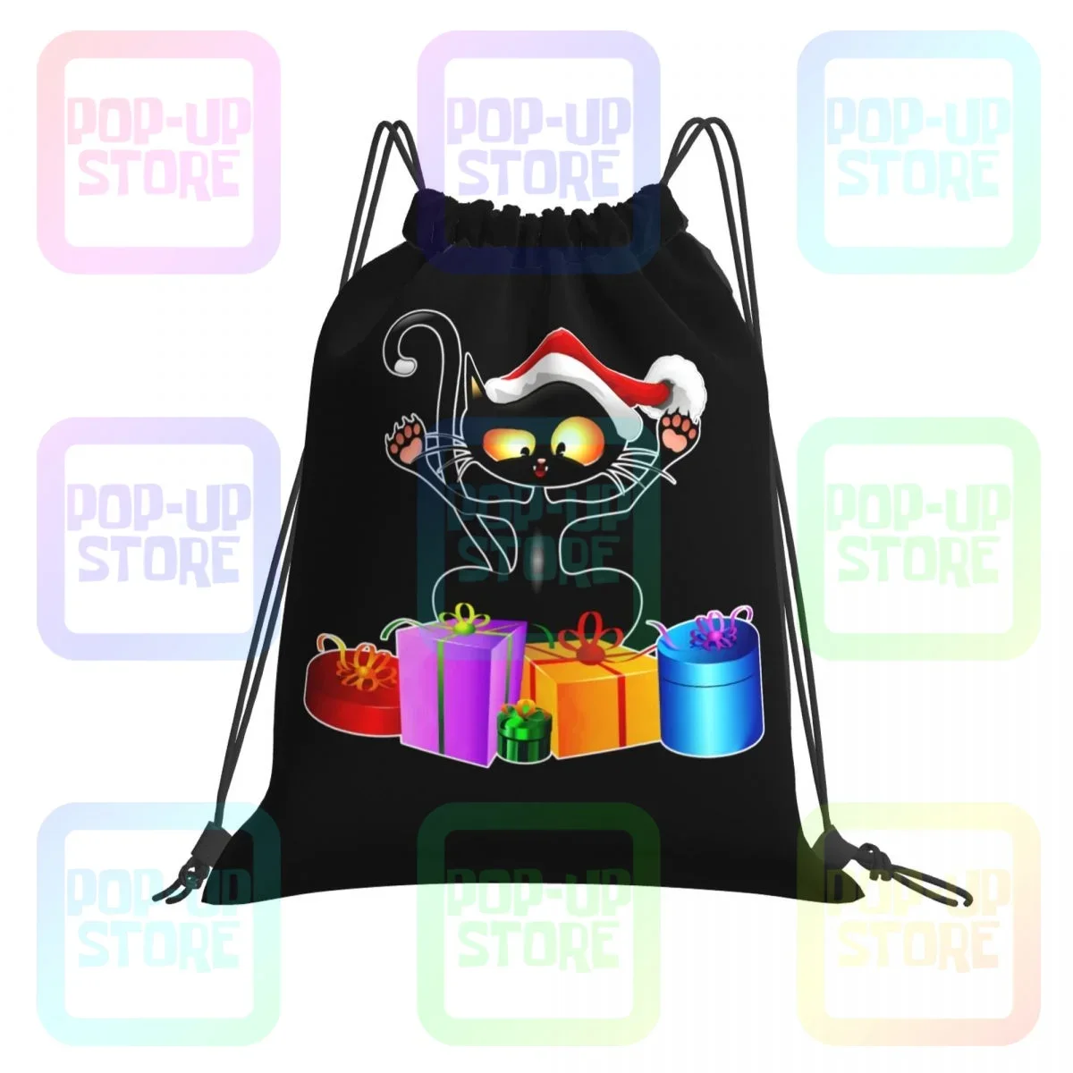 

Christmas Gift Cat Drawstring Bags Gym Bag Newest Backpack Eco Friendly School Sport Bag