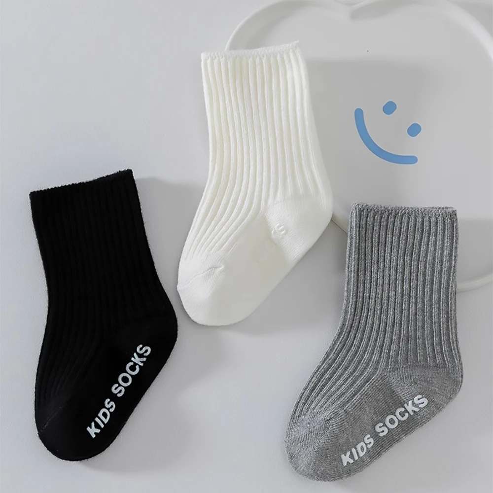0-2Years Kids Boys Girls Socks Cotton Solid Striped Soft Baby Knee Long Children's Socks School Sport Baby Sock