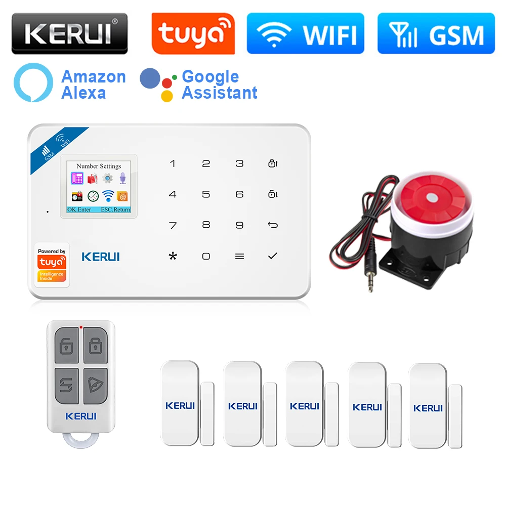 

KERUI W181 Alarm System Kit with Door Sensor WIFI GSM Alarm for Home Security Support Alexa Tuya Smart APP Remote Control