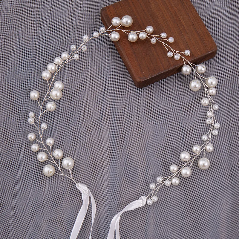 Bride Crown Hair Band Hairpin Get Married Headband Pure Handmade simulated pearl Hair Accessories Clips Tiara Wedding Trendy