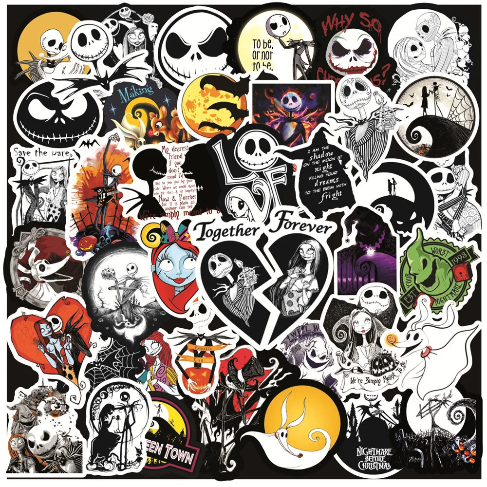 10/30/50/100pcs Disney Anime The Nightmare Before Christmas Stickers Decoration DIY Laptop Phone Skateboard Waterproof Sticker