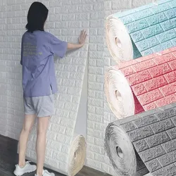 70cmX2m 3D Brick Pattern Wall Sticker Self-Adhesive  Panel Waterproof Living Room Bedroom Kitchen Wallpaper Home Decoration DIY