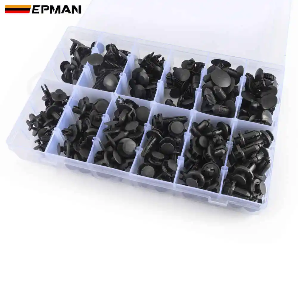 EPMAN 240 PCS Plastic Rivets Fastener Fender Bumper Push Pin Clips Free Remover Tool EPSLK240F