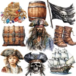 16pcs Cute Self-made Pirate sailboat Stickers Decoration Scrapbooking Cartoon Waterproof Stationery Diy planner book Travel