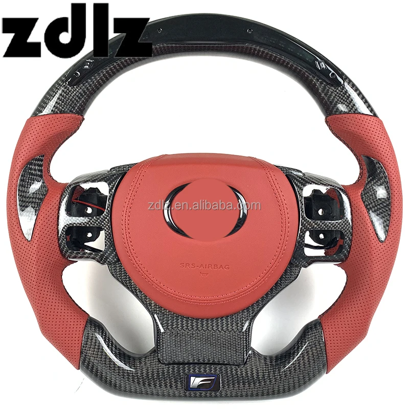 

LED Car Steering Wheel Fit For Lexuss IS 250 350 IS250 IS350 ISF LX570 Red Leather Carbon Fiber Steering Wheel