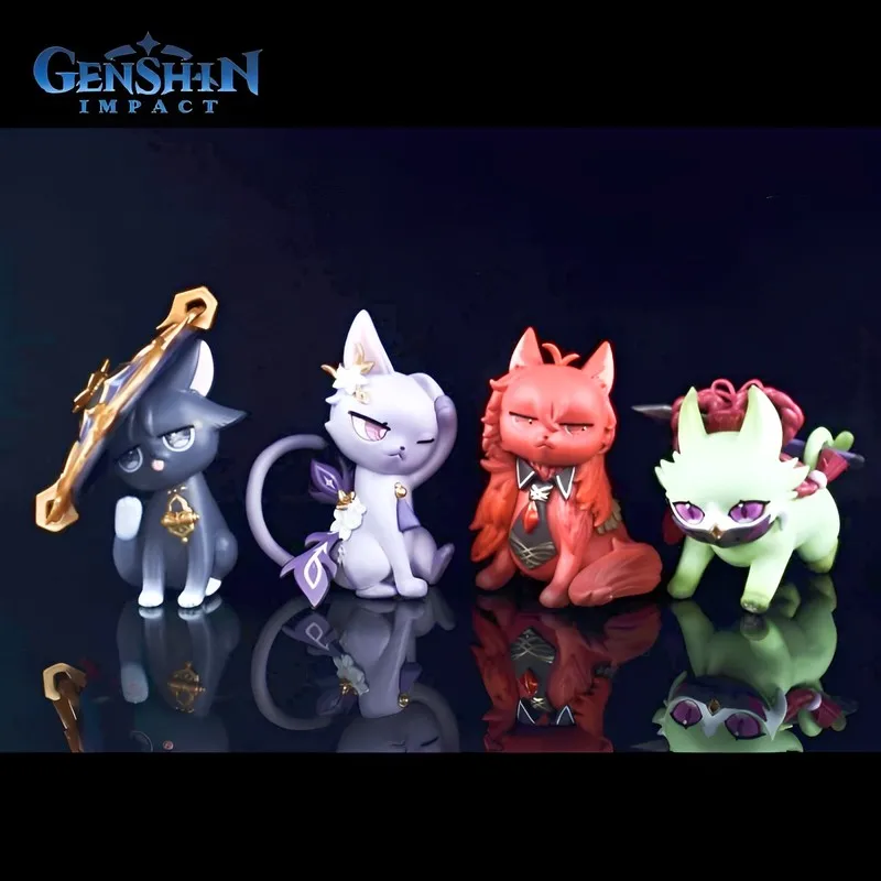 

10cm Genshin Impact Zhongli Keqing Miko Cute Wanderer Yae Cats Anime Figurine Gk Action Figures Pvc Statue Toy Model Doll Gifts