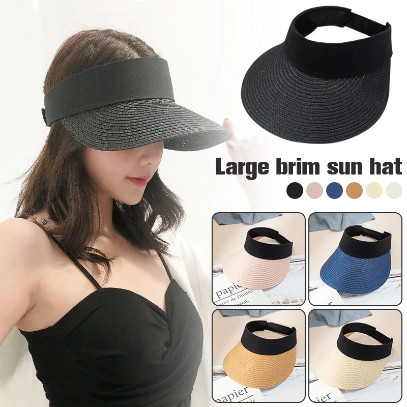 

Summer Hat Wide Brim Woman Sun Cap Braided Outdoor Cap Travel Accessory for Girl Lady Sun Hat Visors Foldable Straw Cap