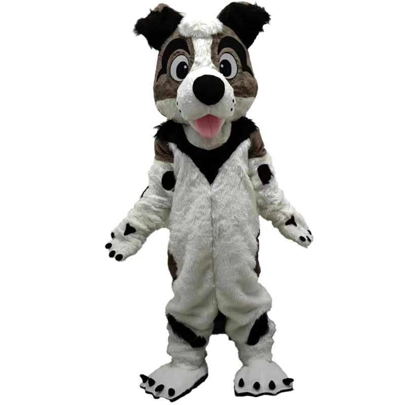 New Husky Dog Fox Mascot Costume Long Fur Furry Costume Fursuit Wolf white blue Cosplay Party Fursuit Halloween Suit Adult Size