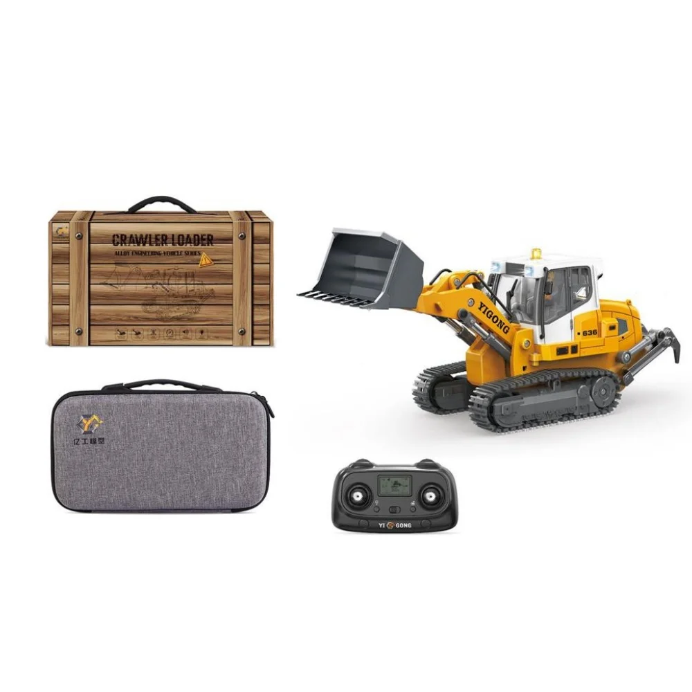 YI GONG 636 970 RC Simulation Engineering Vehicle 1:50 Alloy Track Bulldozer & Excavator 2-in-1 RTR Remote Control Toy