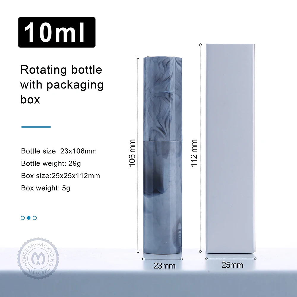 Marble-Patterned Rotating 10ml Perfume Spray Bottles With Packaging Box 10/20/30/50pcs Refillable Mini Travel-Sized Spray Bottle