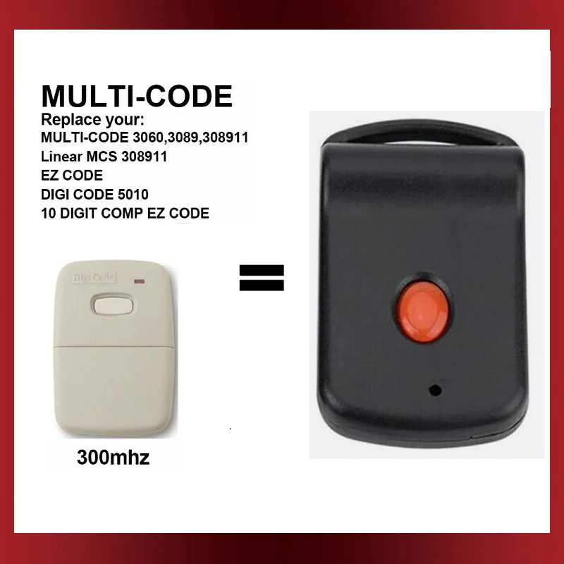 For 3060 3089 Multi Code 10 Dip Switch Garage Door Remote Control Transmitter 300 MHz Multi-Code 308911