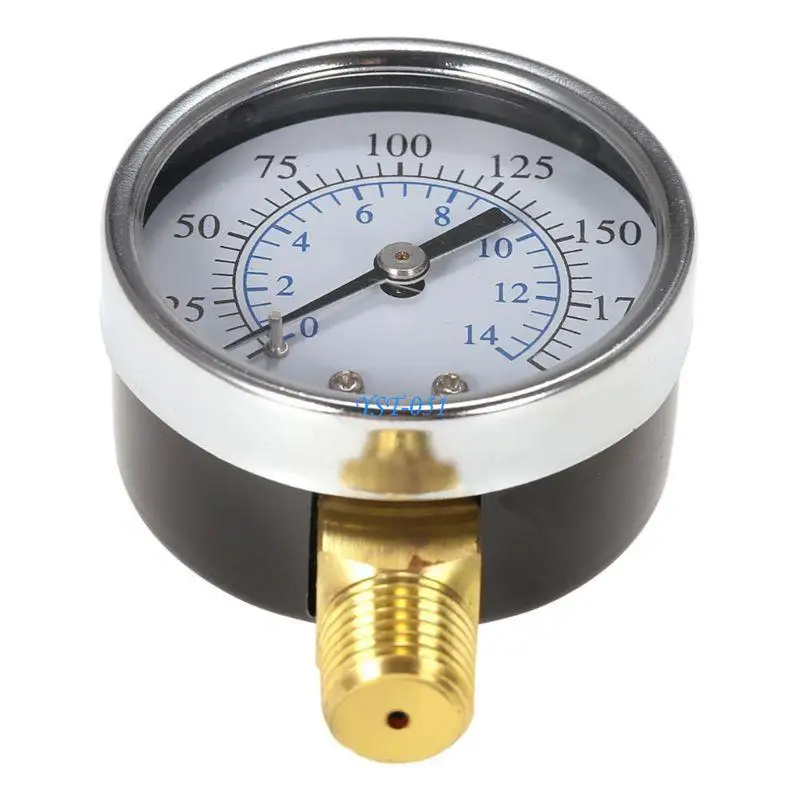 

E15A 0-14 Bar Oil Water Pressure Gauge 1/4" NPT 0-200PSI Manometer 0-14 Bar Side