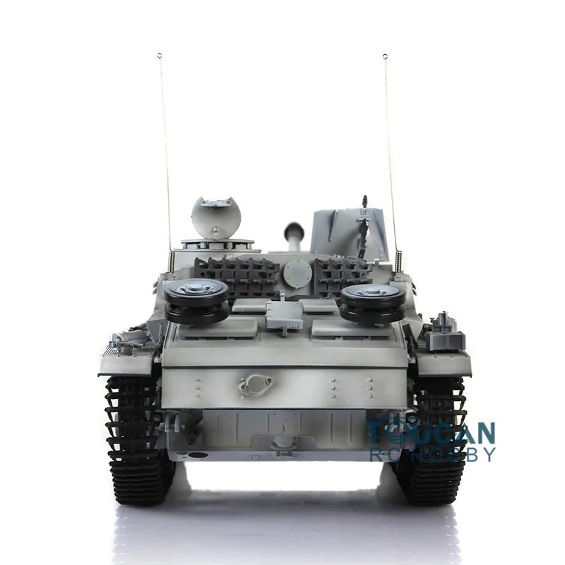 2.4G Heng Long 1/16 Scale 7.0 Snow Plastic Stug III RTR Tank RC Remote Model 3868 TH17425-SMT4