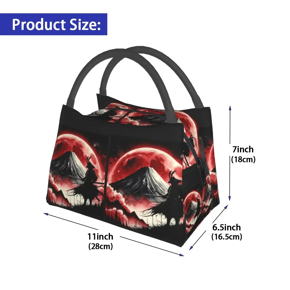 Anime Japanese Samurai Lunch Bag Full Moon Kawaii Lunch Box For Adult Office Portable Cooler Bag Print Tote Food Bags