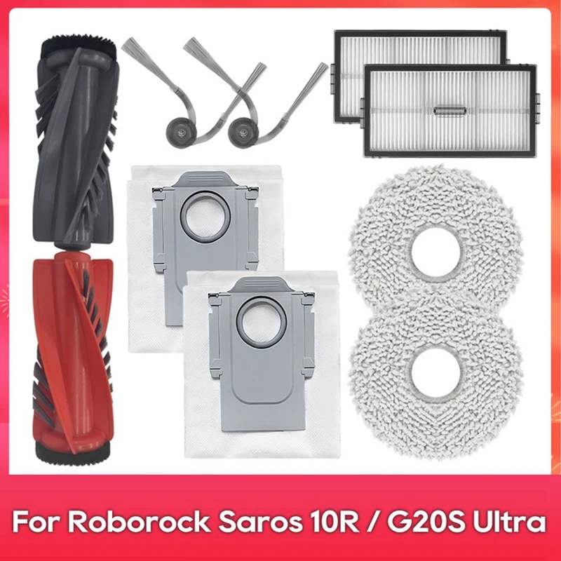 

For Roborock Saros 10R / G20S Ultra Accessories Part Main Side Brush Hepa Filter Mop Cloth Dust Bag Robot Vacuums Kit