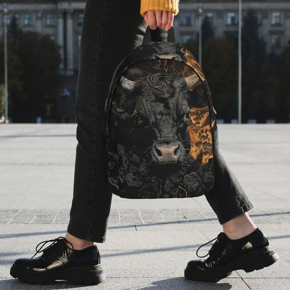 Cattle Realistic Oil Painting Print Backpack Student BookBag Kids School Bag Laptop Shoulder Bags for Men Women