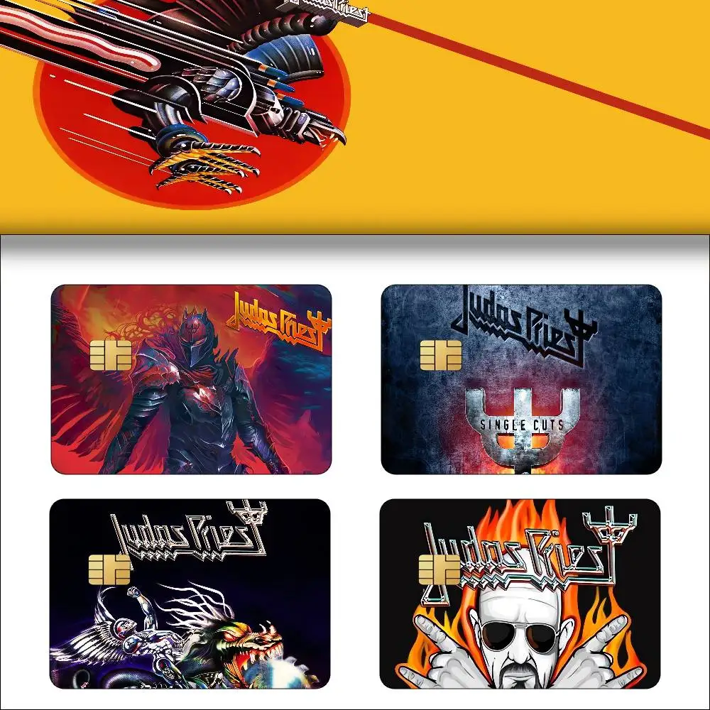 Rock Band Judas Priest Anime Cartoon 1 Set Of 4 Pcs Bear Skin Sticker Film Tape Case For Big Credit Debit Card Front Side