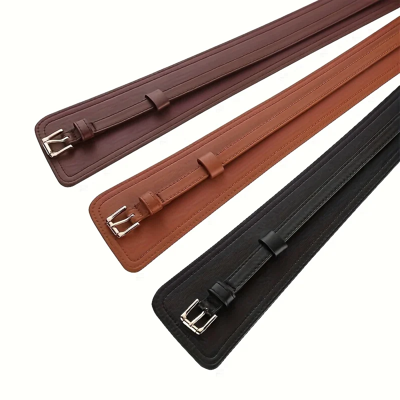 Cinturón ancho de cuero genuino para mujer, cinturones con hebilla para vestidos, abrigos, accesorios para cintura