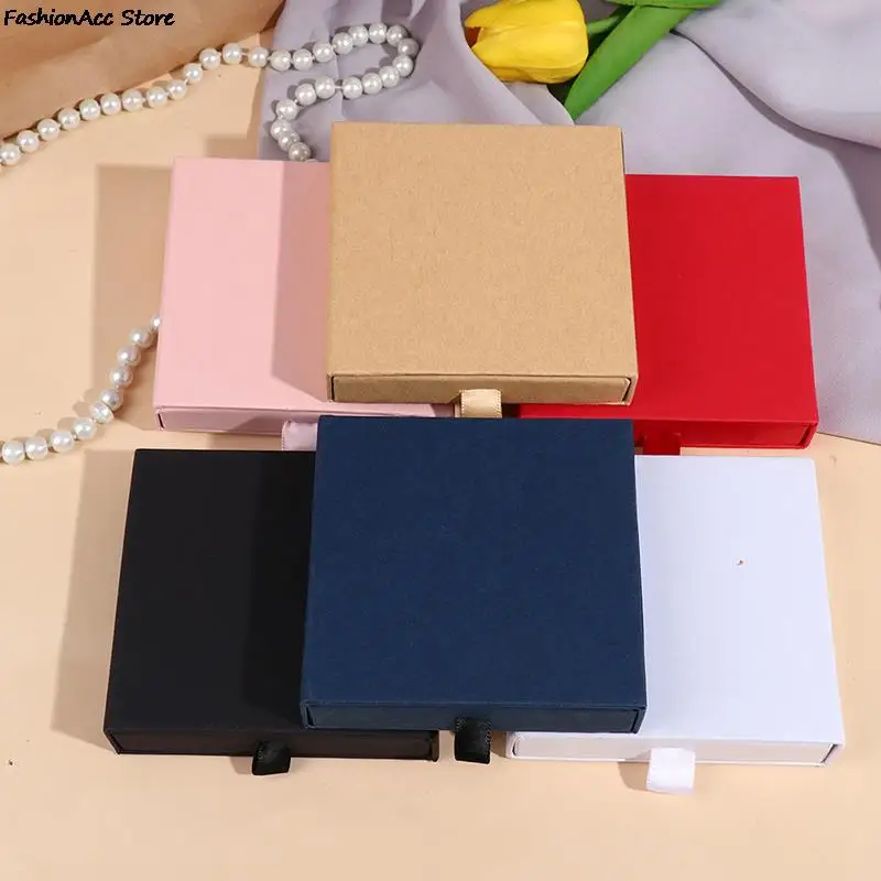 1PC Thin Kraft Paper Drawer Jewelry Packaging Box Greeting Card Necklace Bracelet Gift Package Case Boxes Dropshipping