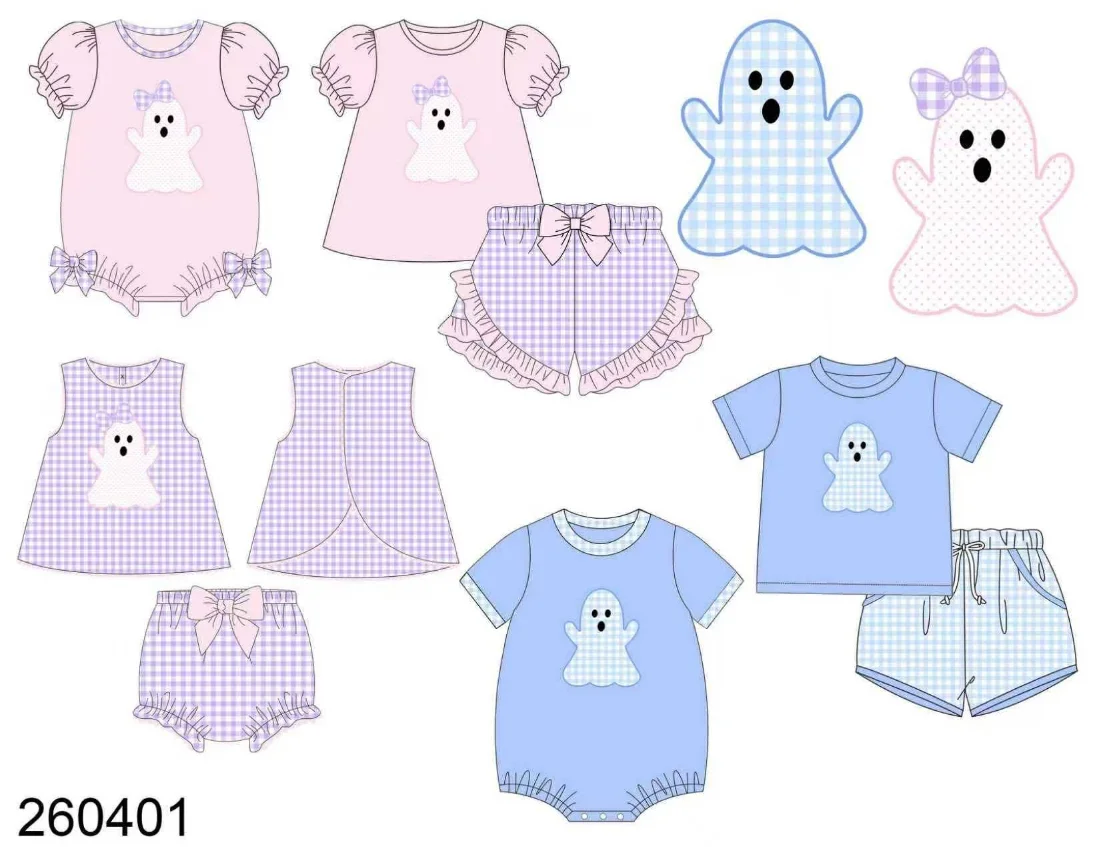 Children's Halloween Costumes Short-sleeved Stretch Shorts Boys and Girls Sets Cartoon Print Newborn Rompers