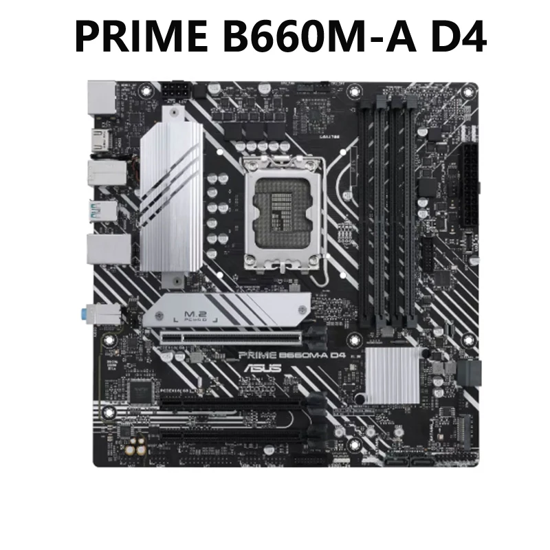 ASUS PRIME B660M-A D4 Intel B660 (LGA 1700) mATX Motherboard With PCIe 4.0 2xM.2 Slots 1Gb Ethernet DP 2xHDMI Rear USB 3.2