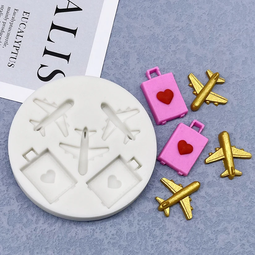 Airplane Suitcase Silicone Mold Sugarcraft Cupcake Baking Mold Fondant Cake Decorating Tools