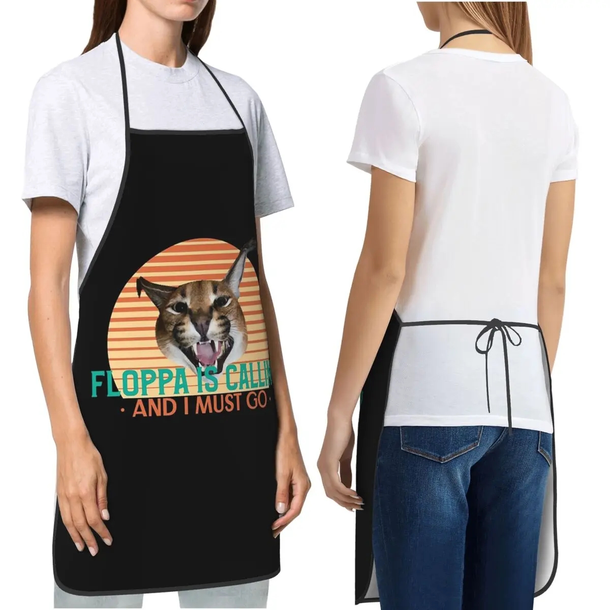 Big Floppa Is Calling And I Must Go Caracal Cat Aprons Chef Cooking Baking Tablier Bib Kitchen Cleaning Pinafore For Unisex