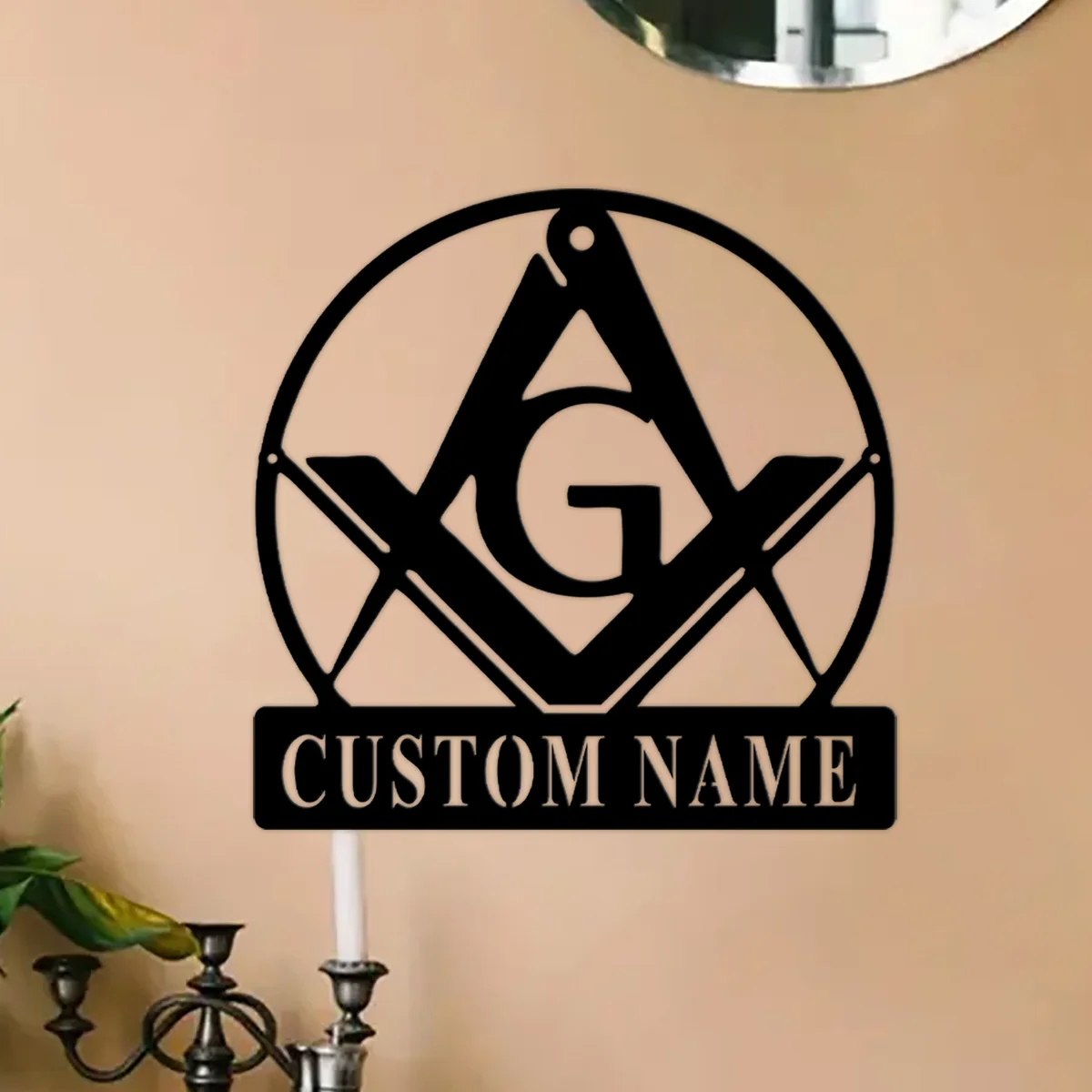 1pc Metal Wall Decoration Art Custom Mason Lodge Personalize Name Sign, Lodge Sign Metal Wall Decor, Masonic Art Modern Bed Gift