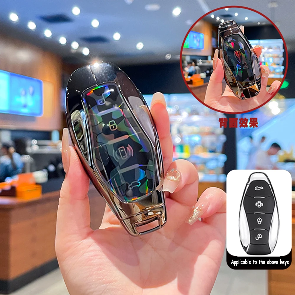 For Hongqi Keychain H5 HS5 H6 H9 HQ9 HS3 Car Remote Key Cover New Zinc Alloy TPU All-Inclusive Protect Case Keychain Accessories
