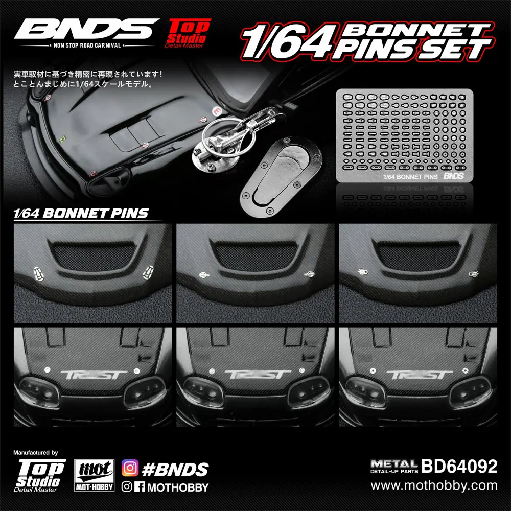BNDS 1/64 Metal Photo-etched Accessories Detail-up Parts For Model Car Racing Vehicle Toy  Handle  Engine Oil Cap