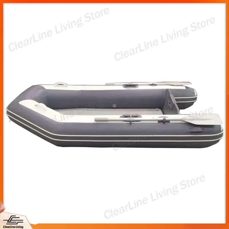 3 Person Inflatable Fishing Boat 2.5m Air Deck Floor PVC Raft Heavy Duty Kayak Canoe for Lake River Sea Outdoor Water Sports