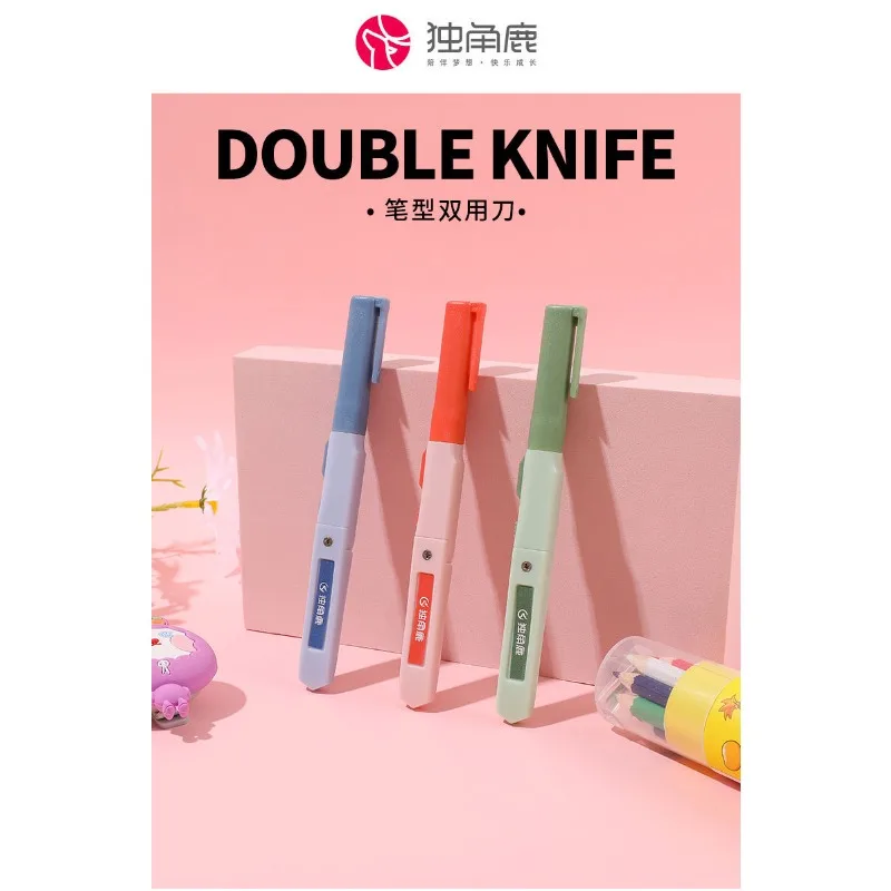 Creative Handbook Utility Knife Portable Paper Cutter Office Stationery Pen Shape Dual-purpose Small Scissors