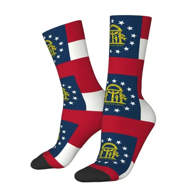 Funny Mens Georgia State Flag Dress Socks Hip Hop Warm Breathable 3D Printing Georgian Proud Patriotic Crazy Crew Socks