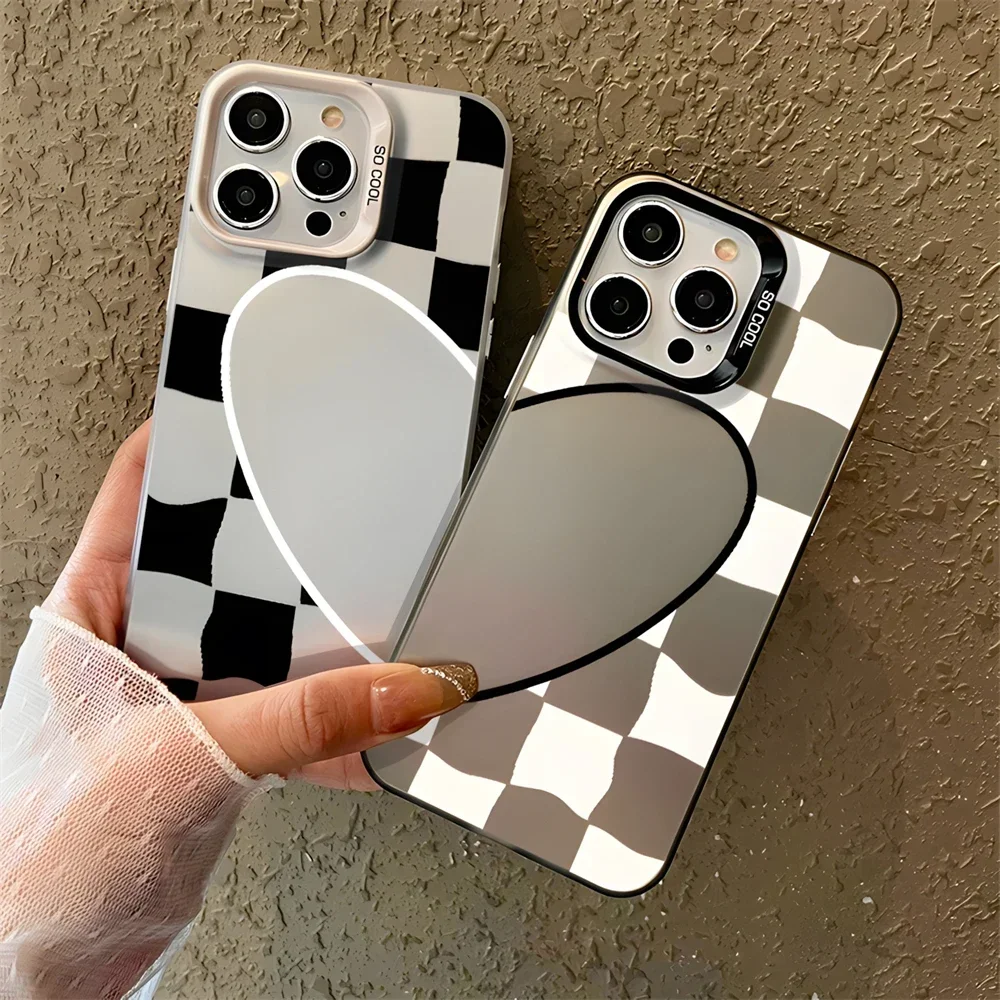 Half Love Heart Matching Case for iPhone 15 16 12 13 11 14 Pro Max XR 8 Plus Hard IMD Plastic Matte Cover for Couple Anniversary