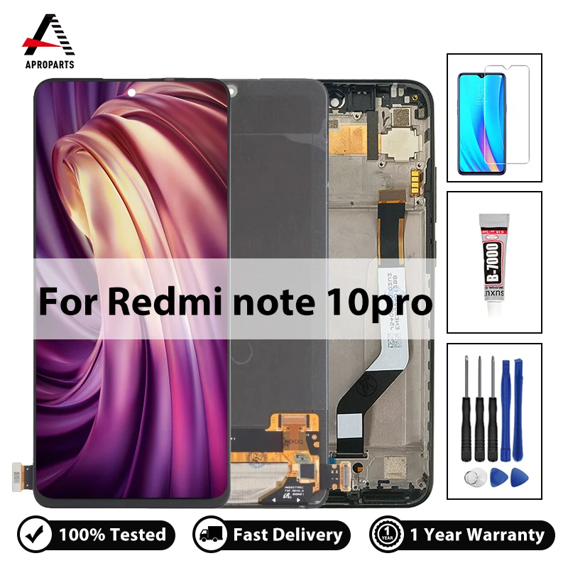 

LCD Screen for Xiaomi Redmi Note 10 Pro M2101K6G M2101K6R Display Digitizer Touch Screen Phone Repair Accessory Replacement