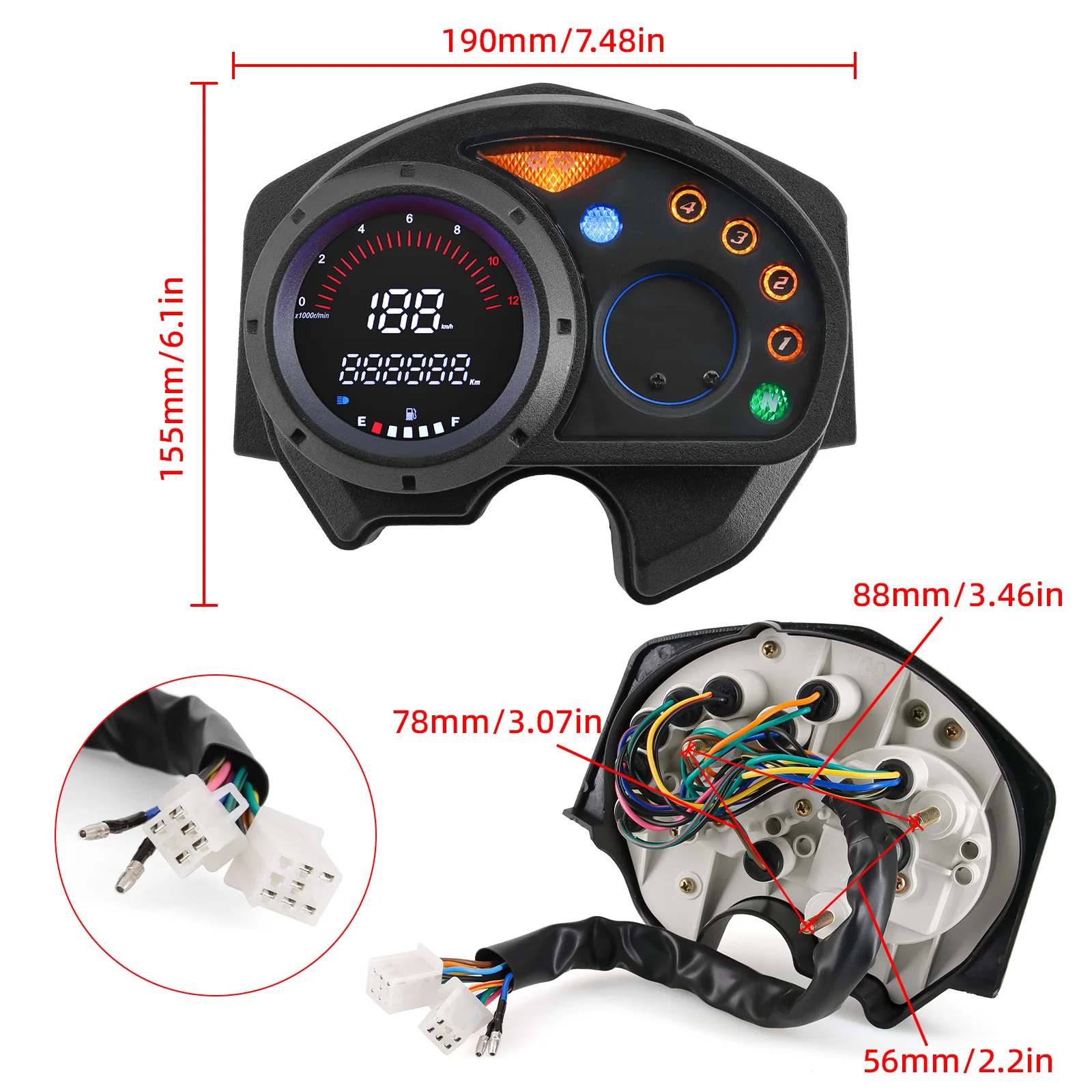 Voor Honda XRM110 RS125 Digitale Motorfietsen Snelheidsmeter RPM Toerenteller Brandstofniveaumeter Gear Kilometerstand Met Richtingaanwijzer Dashboard