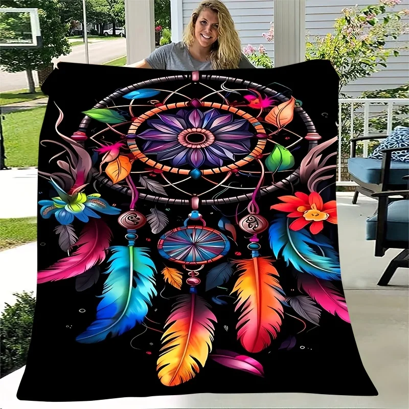 Multicolor Flannel Warm Blanket, All-Season Portable Nap Blanket, Office, Sofa, Bed, Airplane Car Warm Throw